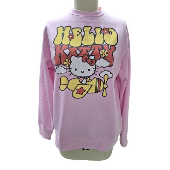 NWT Hello Kitty by Sanrio Pink Sweatshirt Sz M Cotton Blend Fairy Kei - Picture 1 of 5